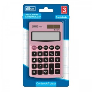 CALCULADORA DE BOLSO ELETRÔNICA TC03 ROSA CLARO TILIBRA