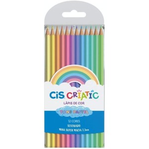 LÁPIS DE COR SEXTAVADO CRIATIC TONS PASTEL 12 CORES CIS