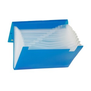 PASTA SANFONADA A4 C/ 12 DIVISÕES TRANSPARENTE AZUL YES