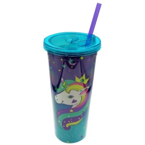 COPO CANUDO 650ML GLITER UNICORNIO NEW GIFT