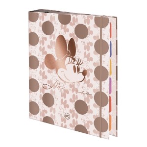 CADERNO ARGOLADO FICHÁRIO 1/4 COM ELÁSTICO MINNIE 48 FLS DAC