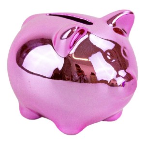 MINI COFRE PORCO CERAMICA METALIZADO