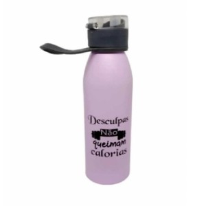 GARRAFA DESCULPAS NÃO 630ML ALUMINIO ROSA