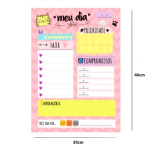 QUADRO PLANEJADOR MENINA VERTICAL 29X40CM METAL ROSA
