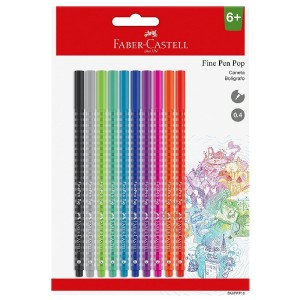 CANETA FINE PEN POP CARTELA 10 UNIDADES FABER CASTELL