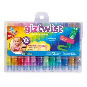 GIZ DE CERA RETRÁTIL TWIST C/ 12 CORES JUMBO TRIS