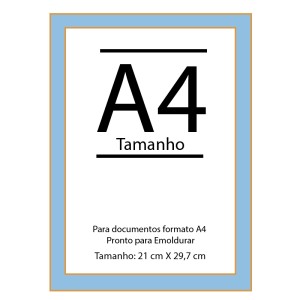 QUADRO CERTIFICADO A4 BRONZE E AZUL MDF