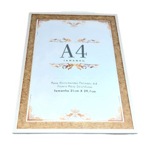 QUADRO CERTIFICADO A4 BEGE E MARROM MDF