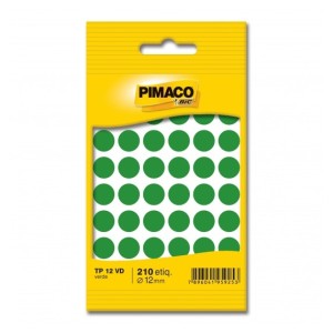 ETIQUETA ADESIVA TP 12 VD 210 UNIDS 12MM VERDE PIMACO