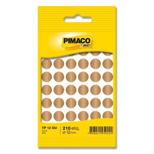 ETIQUETA ADESIVA TP 12 OU 210 UNIDS 12MM OURO PIMACO