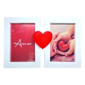 PORTA RETRATO AMOR 2 FOTOS 10X15CM CORAÇÃO