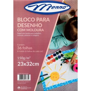 BLOCO DESENHO COM MOLDURA 150G 23X32 36 FLS MENNO