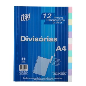 DIVISÓRIA PARA FICHÁRIO UNIVERSITÁRIO 12 CORES YES