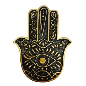 PORTA INCENSO MÃO DE FÁTIMA DOURADO 12CM