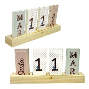 CALENDÁRIO DE MESA DECORATIVO MADEIRA