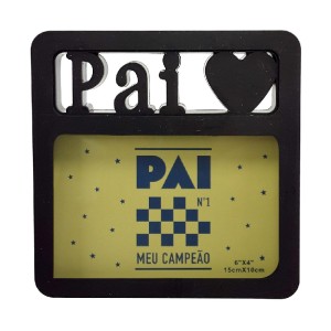 PORTA RETRATO PAI MEU CAMPEÃO HORIZONTAL PRETO