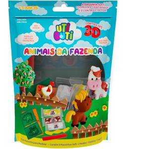 KIT MASSINHA DE MODELAR ANIMAIS DA FAZENDA UTI GUTI