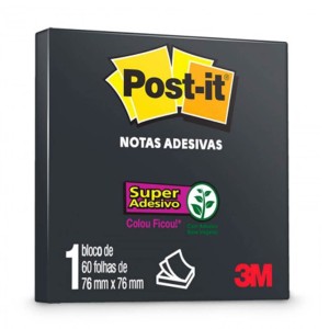 POST-IT NOTAS ADESIVAS COR PRETA 60FLS 76MMX76MM 3M