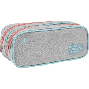 ESTOJO DUPLO GRANDE ACADÉMIE DOTS CINZA TILIBRA