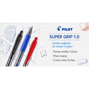 CANETA SUPER GRIP RETRÁTIL 1.0 VERMELHA PILOT