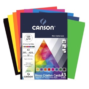 BLOCO COLORIDO CRIATIVO A3 8 CORES 120G 32 FOLHAS CANSON
