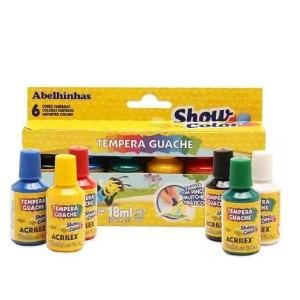 TEMPERA GUACHE SHOW COLOR 6C 18ML TAMPA C/ PINCEL ACRILEX