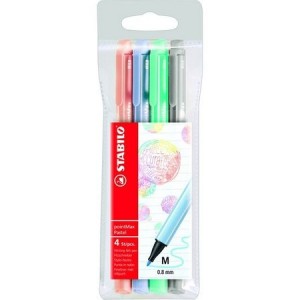 CANETA POINTMAX 0.8MM PASTEL 4 UNIDS STABILO