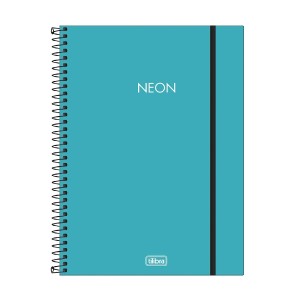 CADERNO ESPIRAL CAPA PLAST UNIV 10M NEON AZUL 160F TILIBRA