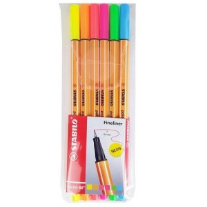ESTOJO POINT 88 0,4 NEON COM 6 CORES STABILO
