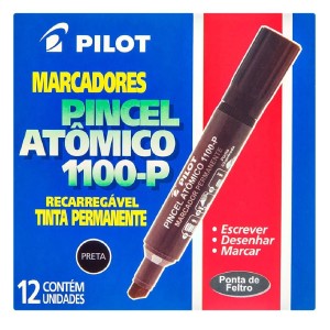 MARCADOR PINCEL ATÔMICO 1100-P PRETO CAIXA 12 UNIDS PILOT