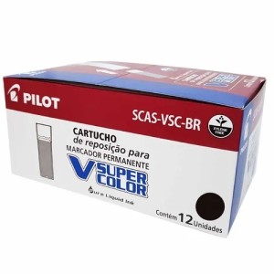 REFIL PARA MARCADOR PERMANENTE V-SUPER COLOR PRETO  C/ 12 UNIDS PILOT