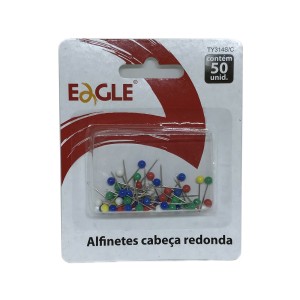 ALFINETE CABEÇA REDONDA COLORIDA 50 UNIDS EAGLE