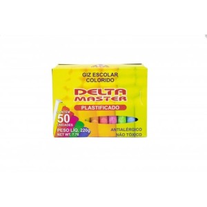GIZ ESCOLAR PLASTIFICADO COLORIDO 50 UNIDS DELTA MASTER