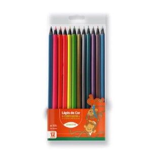 LÁPIS DE COR 12 CORES ESPECIAIS 6 NEON + 6 METALICAS LEO&LEO