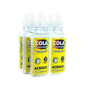 COLA TRANSPARENTE LAVÁVEL 37G KIT C/ 6 UNIDS ACRILEX