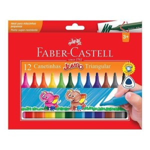 CANETINHA HIDROGRÁFICA JUMBO TRIANGULAR 12 CORES FABER-CASTELL