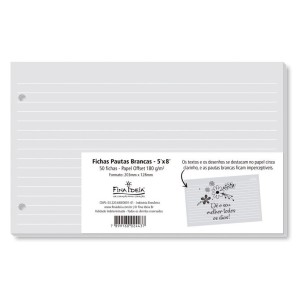 FICHA PAUTADA BRANCO/CINZA 5X8 50 FICHAS FINA IDEIA