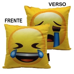 ALMOFADA FIBRA VELUDO 25X25CM EMOJI CHORANDO E RINDO ZONA CRIATIVA