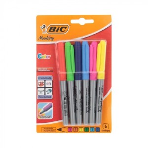 PINCEL MARCADOR PERMANENTE MARKING COLOR COM 6 CORES BIC